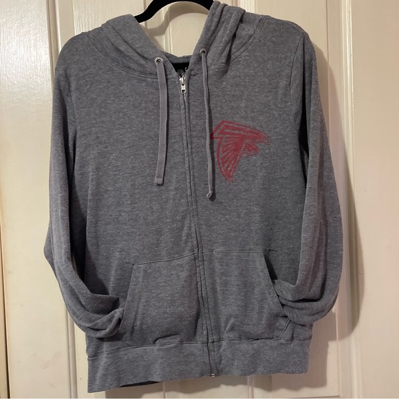 Atlanta Falcons NFL PINK Zip Up Gray Lightweight Jacket - Picture 2 of 12